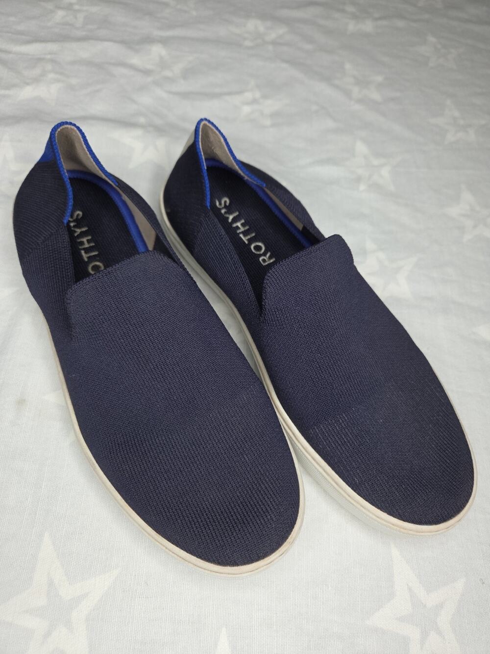 Rothys Womens 8.5 Navy Blue Slip On Sneakers Original Loafer Knit Shoes W8.5
